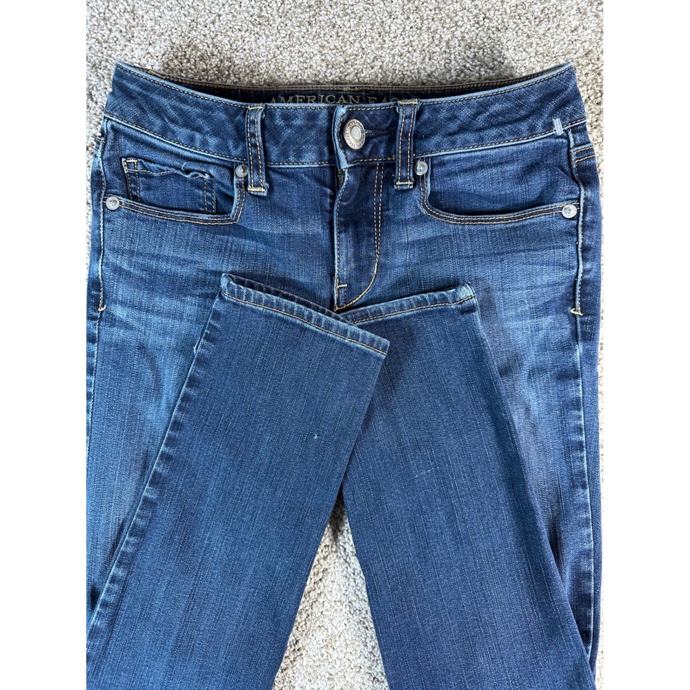 American Eagle Outfitters Skinny Jeans Dark Wash Blue Low Rise Size 0 Short